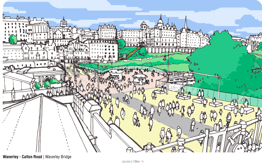 Pedestrianisation of Waverley, Edinburgh, as propsed by Jacobs