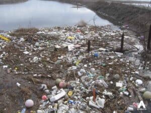 Pollution in Los Angeles River, Long Beach, California