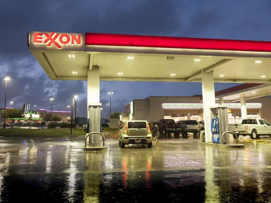 Forecourt of Exxon service station