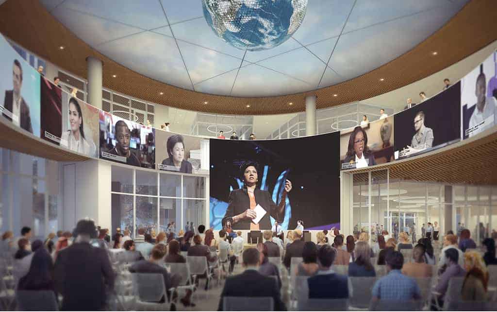 Interior of new Rotunda, with 'digital globe' feature