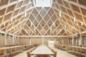 Timber interior of school refectory