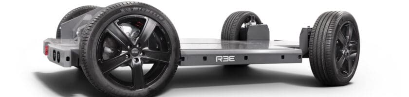 Next-generation scalable modular chassis for electric vehicles from REE Automotive.
