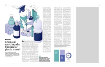 Double page spread of Chemical Recycling article from report in The Times