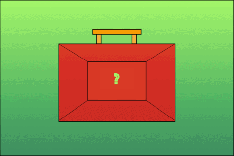 Graphic depicting traditional red briefcase with green question mark in centre, against green backdrop.