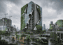 Image generated using Microsoft Copilot shows clean green walls peeling away to reveal the dirty cityscape and industrial landscape beneath.